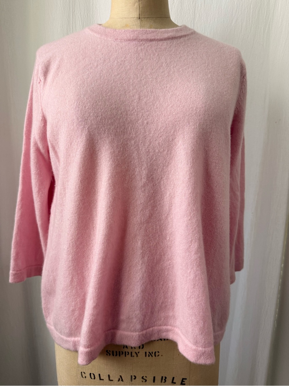 Minnie Rose, Pink A-line Cashmere Crewneck Sweater, sz M